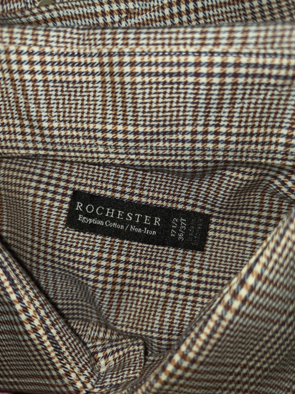 Men's Brown Plaid Dress Shirt - Egyptian Cotton